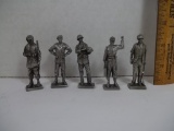 5 Pewter Military Soldiers Figurines 1942 - 1969 Franklin Mint American Military Scupture Collection