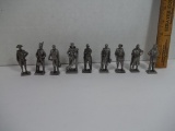 Set of 9 Pewter 1776 - 1889 Franklin Mint American Military Scupture Collection with Boxes