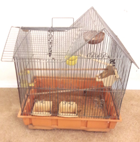 Orange Wired Bird Cage For Medium Size Bird 