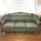 Antique Rolled Arm Victorian Sofa With Beautiful Carvings & Queen Anne Legs