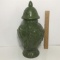 Vintage Ceramic Green Embossed Lidded Urn