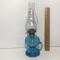 Pretty Vintage Blue Glass Oil Lamp with Single Handle