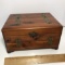 Vintage Wooden Jewelry Box/Chest with Dovetailed Corners & Brass Hardware