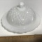 Vintage Pressed Milk Glass Butter/Cheese Dish with Diamond Pattern