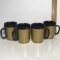 Set of 4 Retro Thermo-Serv Coffee Mugs in Black & Gold