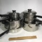 7 pc Vintage Duncan Hines Stainless Steel Cookware 3-Ply Regal Ware Pots with Lids