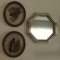 Pair of Vintage Oval Bird Prints & Octagonal Wall Mirror