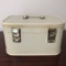 Vintage Ivory Train Case with Red Interior