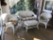 4 pc White Wicker Patio Set with Cushions