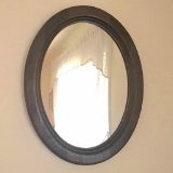 Heavy Oval Mirror With Wooden Frame