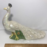 Large Vintage Ceramic Hand Painted Peacock Figurine