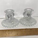 Pair of Pressed Glass Candlesticks