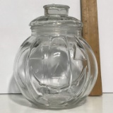 Adorable Glass 6-1/2” Lidded Jack-O-Lantern Candy Dish