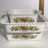 Lot of 3 Vintage Corning Ware “Spice of Life” Baking Dishes