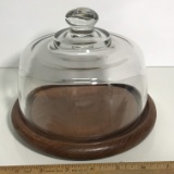 Glass Cheese Dome with Wooden Base