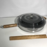 Large Wear-Ever Lidded Pan with Wooden Handle
