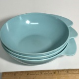 Lot of 3 Retro Light Blue Plastic Bowls