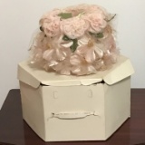 Early Ladies Hat with Pink Netting & Flowers