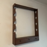 Wooden Wall Mount Gun Rack with Locking Drawer & Key