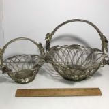 Pair of Silver Plated Baskets with Grape Vine Design