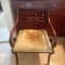 Vintage Unique Wood Carved Back Chair with Velvet Seat