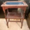 Vintage Wood Two Tier Side Table with Glass Insert