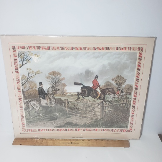 Vintage Jumping the Gate Equestrian Print by Sturgess