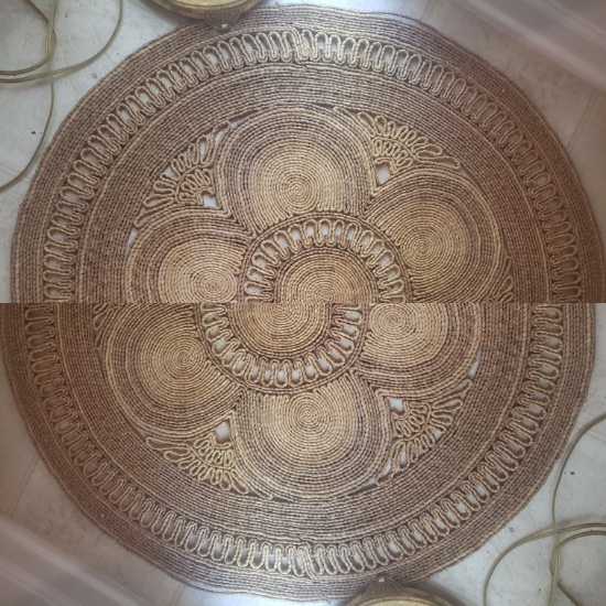 Vintage Bohemian Round Rattan Floor Mat