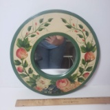 Vintage Round Hand Painted Toleware Mirror