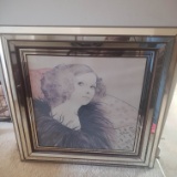 Vintage Art Deco Lady Art in Mirrored Frame