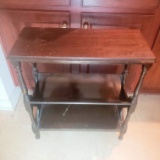 Vintage Wood Side Table with Book Shelf