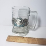 Vintage Miami Dolphins Glass Stein with Metal Emblem