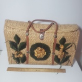 Vintage Large Basket Style Beach Bag Purse