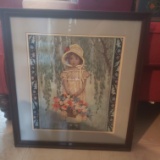 Vintage Rebecca’s Portrait Needlepoint Art by Jessie Wilcox Smith with Certificate of Ownership