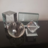 Vintage Acrylic and Glass Paperweight Lot of 4