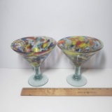 Vintage Art Glass Martini Glasses Set of 2