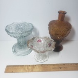 Vintage Pressed Glass Lot of 3