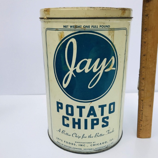 Early “Jay’s Potato Chips” Advertisement Tin