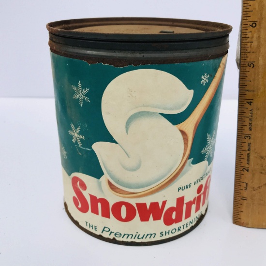 Vintage Snowdrift Shortening Advertisement Tin with Lid