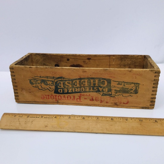 Vintage Wooden “Sunette Cheese Corp” Dove-tailed Advertisement Crate