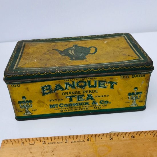 Early McCormick & Co. Tea Tin with Hinged Lid