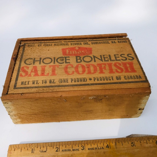 Vintage Wooden Slide Top Advertisement Box