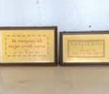 Pair of Vintage Needlework Business Terms Wall Hangings