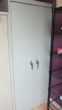 Metal Two Door Office Cabinet with Keys - See Photo