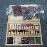 Dremel Moto Tool Accessories in Small Wood Case