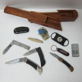 Pocket Knives Lighters Cigar Cutter & Puzzle Box          Klein Sabre Boy Scout Ridge Runner