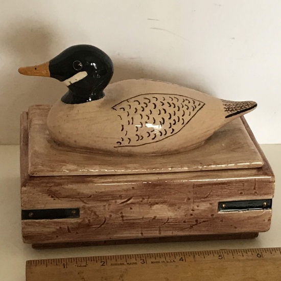 Vintage Ceramic Duck Trinket Box