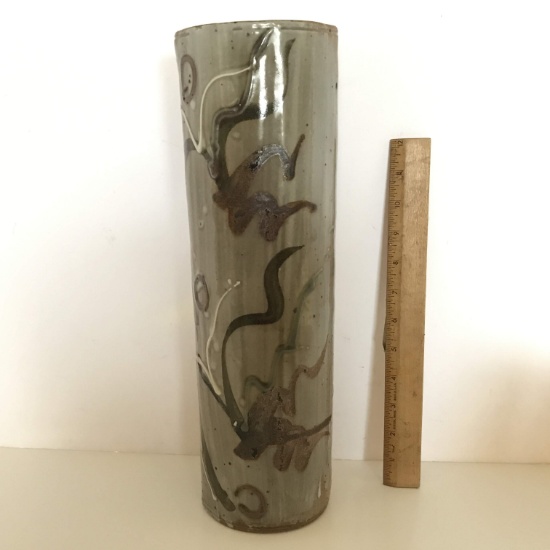 Tall Pottery Vase with 2 Different Sides By Steve Jepson