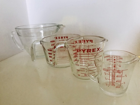 Awesome Lot of Glass Measuring Cups with Spouts