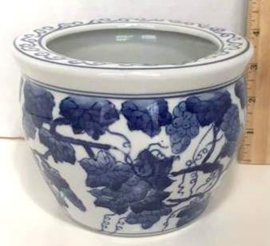 Oriental Blue & White Porcelain Planter